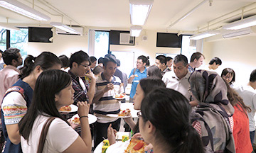 Research students enjoyed the welcome party.