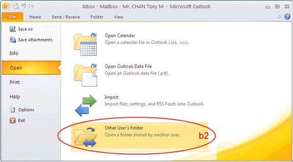 open "Other User's Folder"