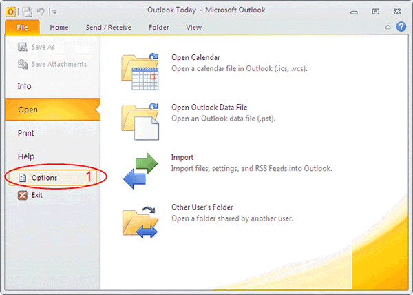 Click "Options" in the File menu