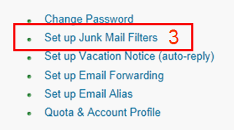 Select "Set up Junk Mail Filters"