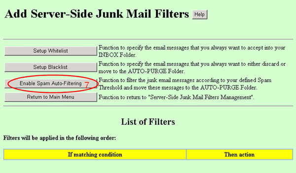 Click "Enable Spam Auto-Filtering" button