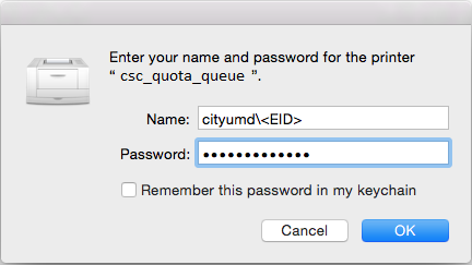 Prompt username and password