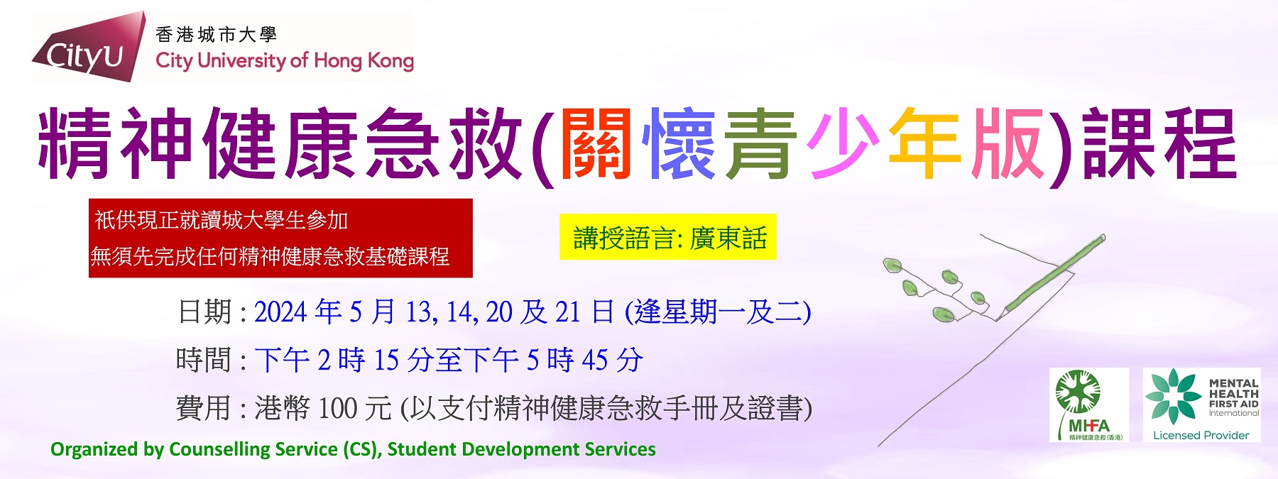 Youth Mental Health First Aid Course (Cantonese)