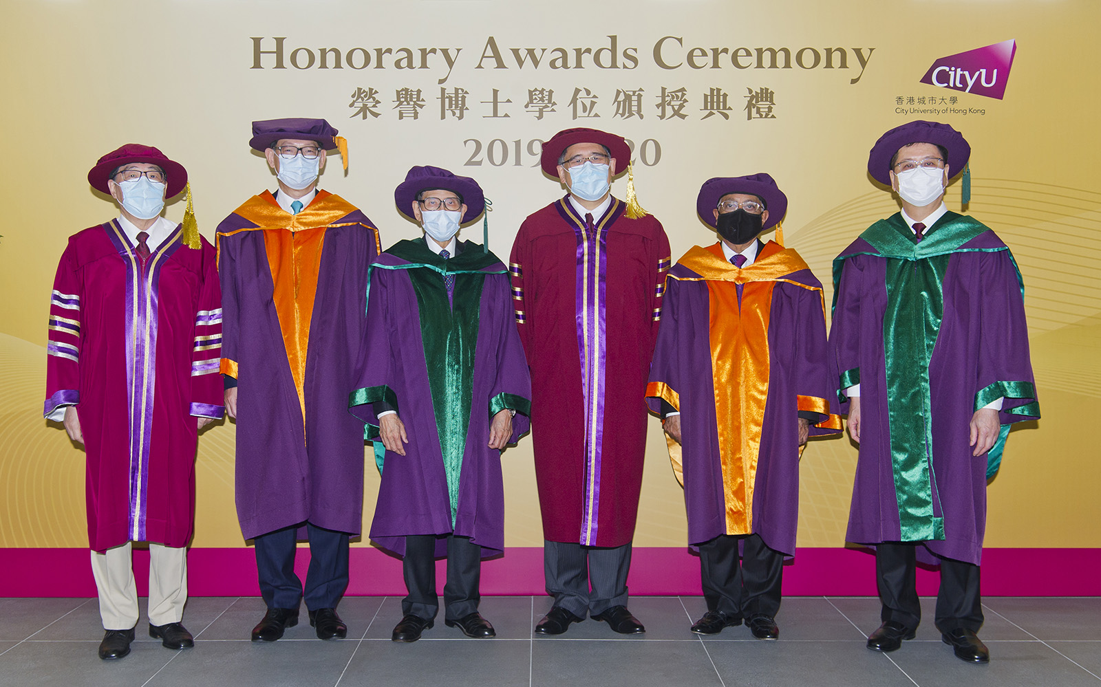 (From left) President Way Kuo, Dr Norman Chan Tak-lam, Dr Edward Leong Che-hung, Mr Lester Garson Huang, Dr Harry S Banga and Dr Wong Chun-hong.