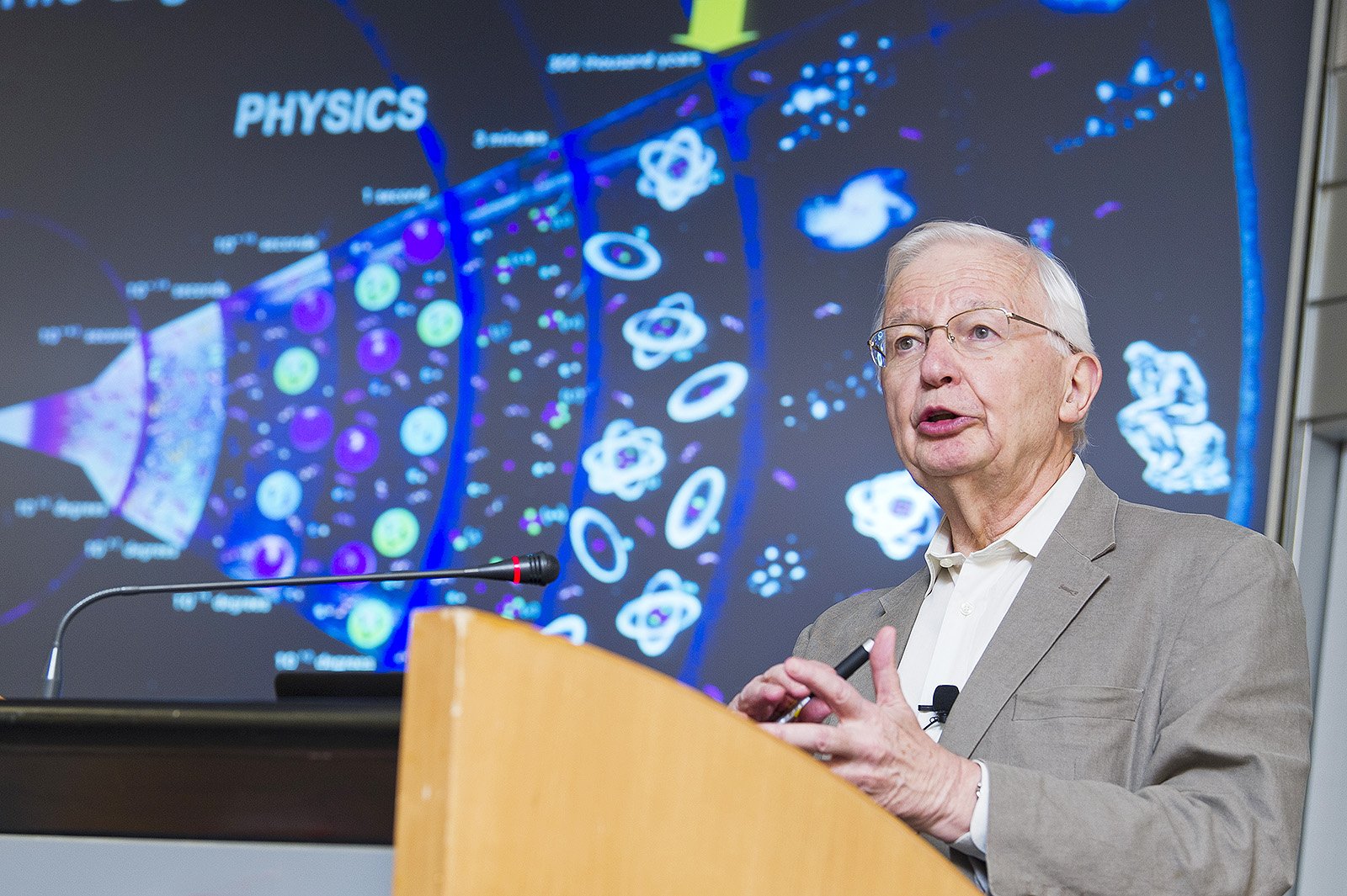 Lecture titled “From Matter to Life: Chemistry? Chemistry!” by Professor Lehn.