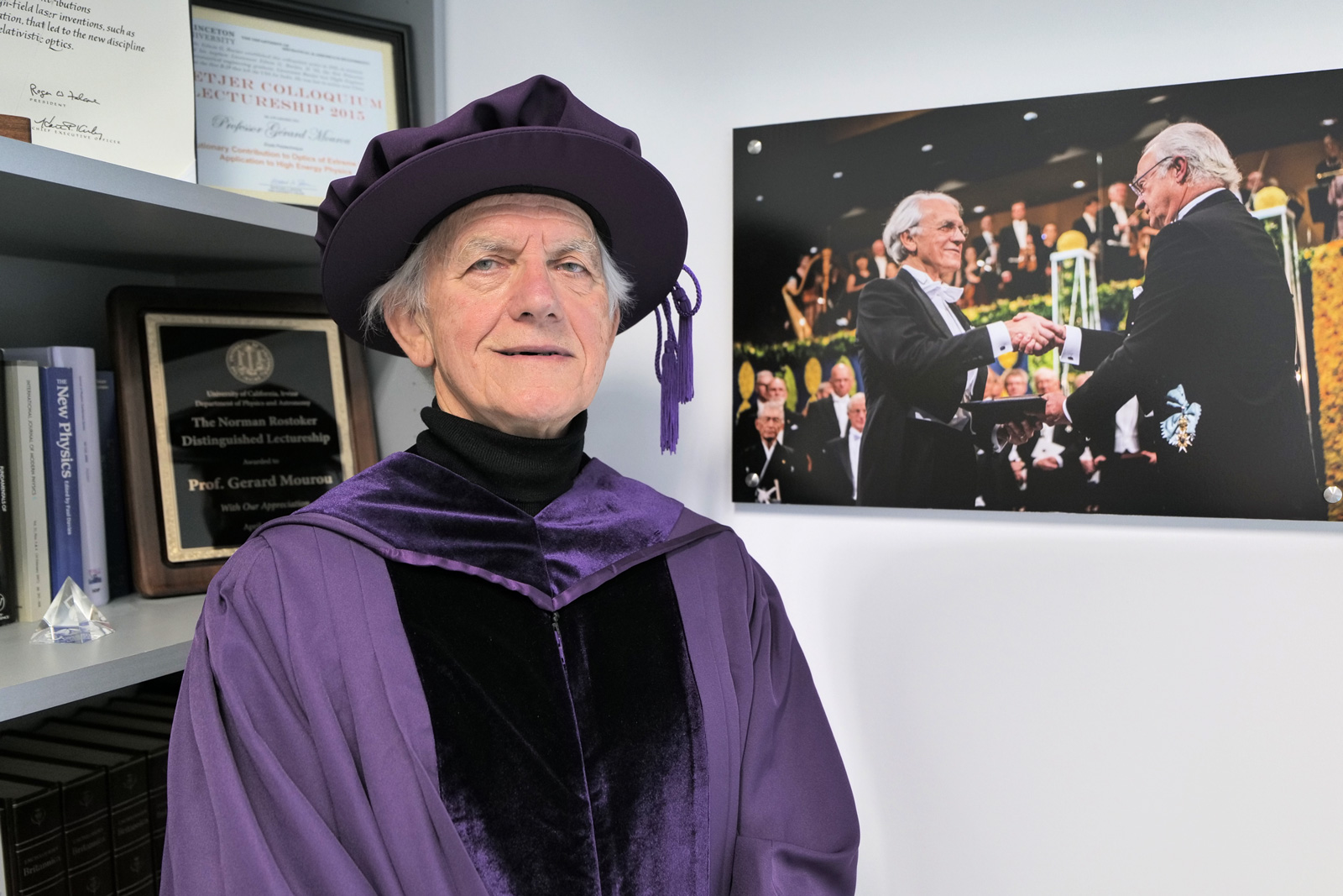 Professor Mourou joined the ceremony online from Paris, France.