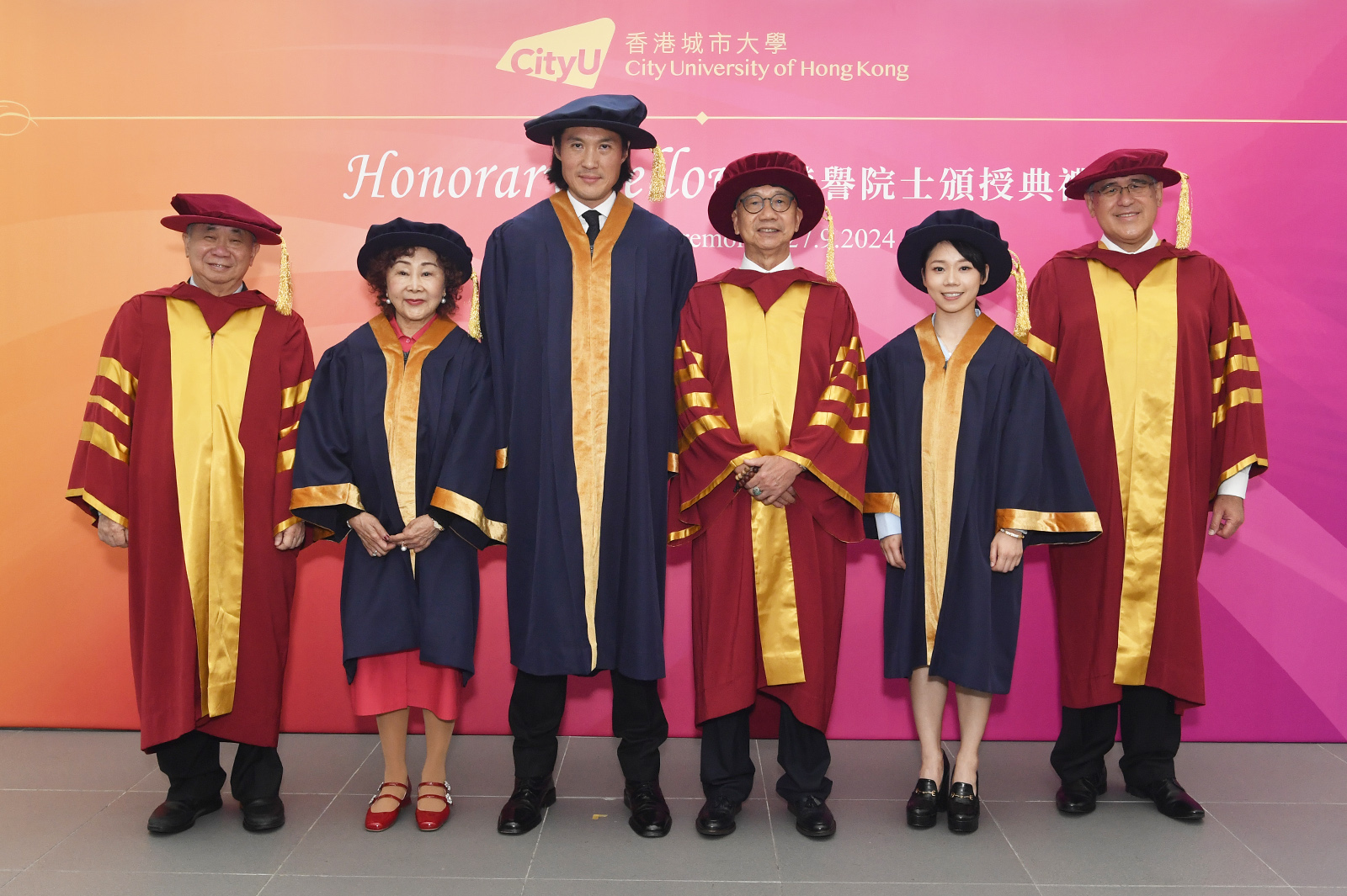 (From left) President Freddy Boey, Ms Nancy Chau Sin-wo, Mr Hing Chao, Dr Chung Shui-ming, Ms Grace Lau Mo-sheung, MH, OLY, and Mr Lester Garson Huang.