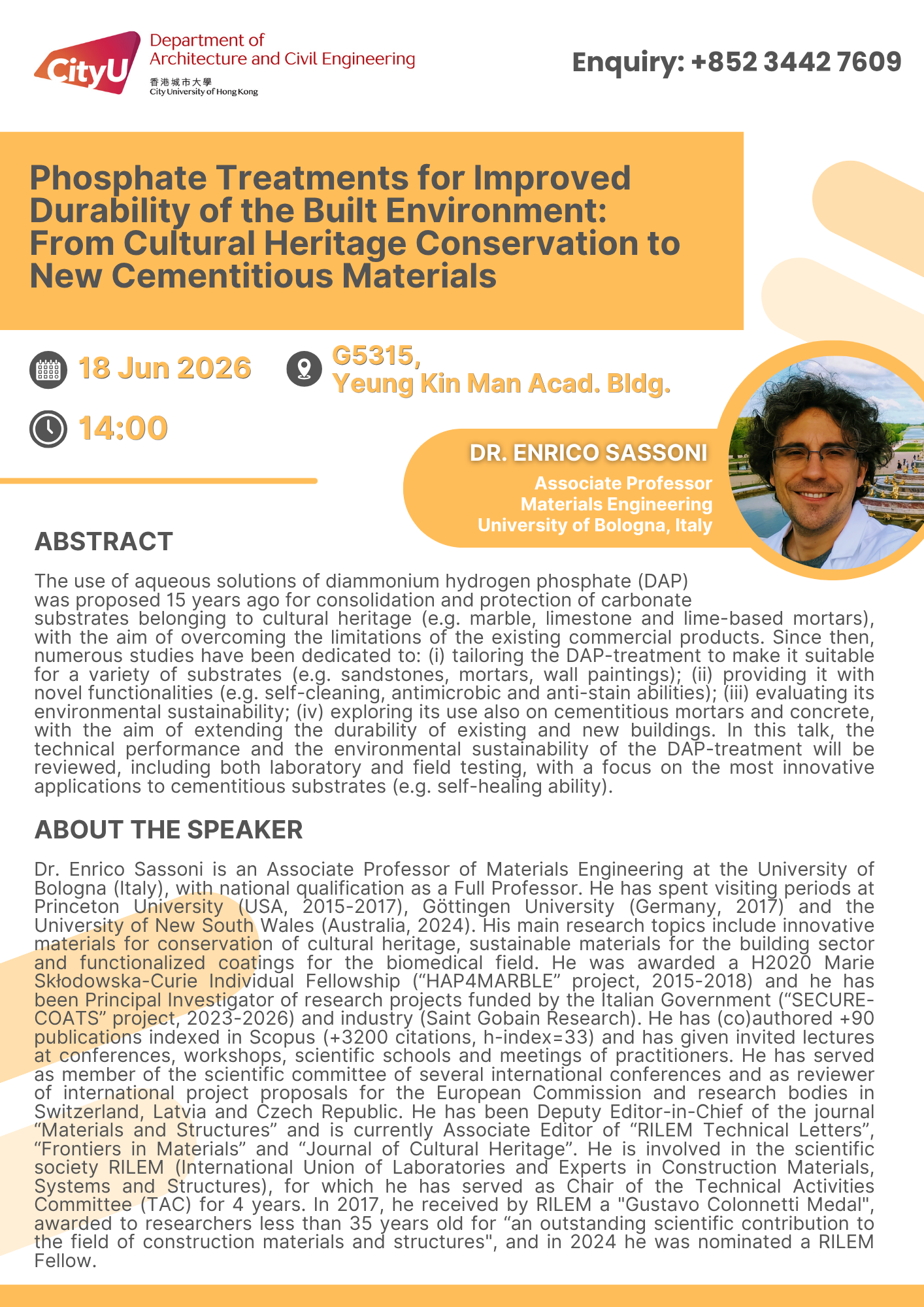 Dr Enrico Sassoni Seminar
