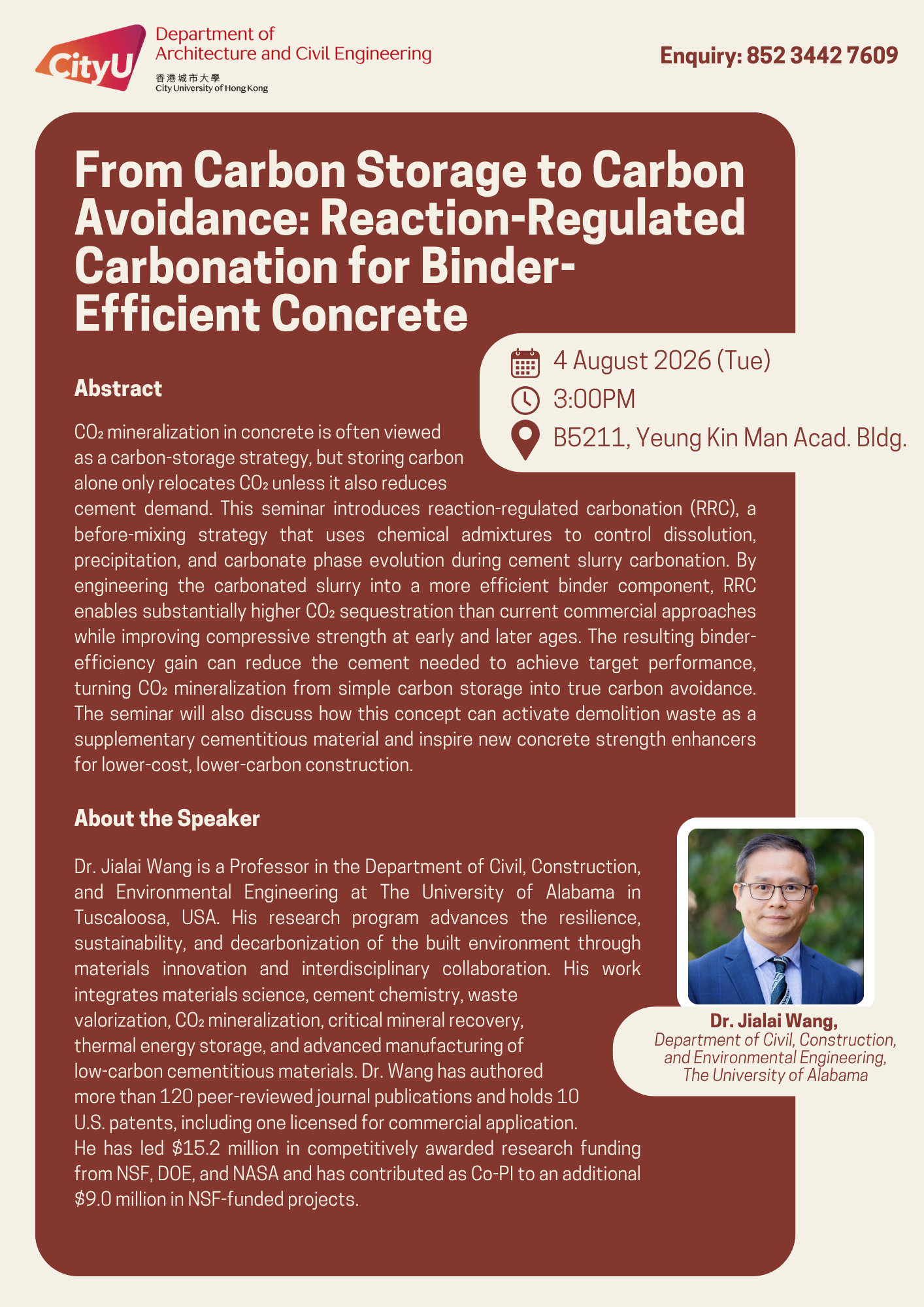 Dr Jialai Wang seminar