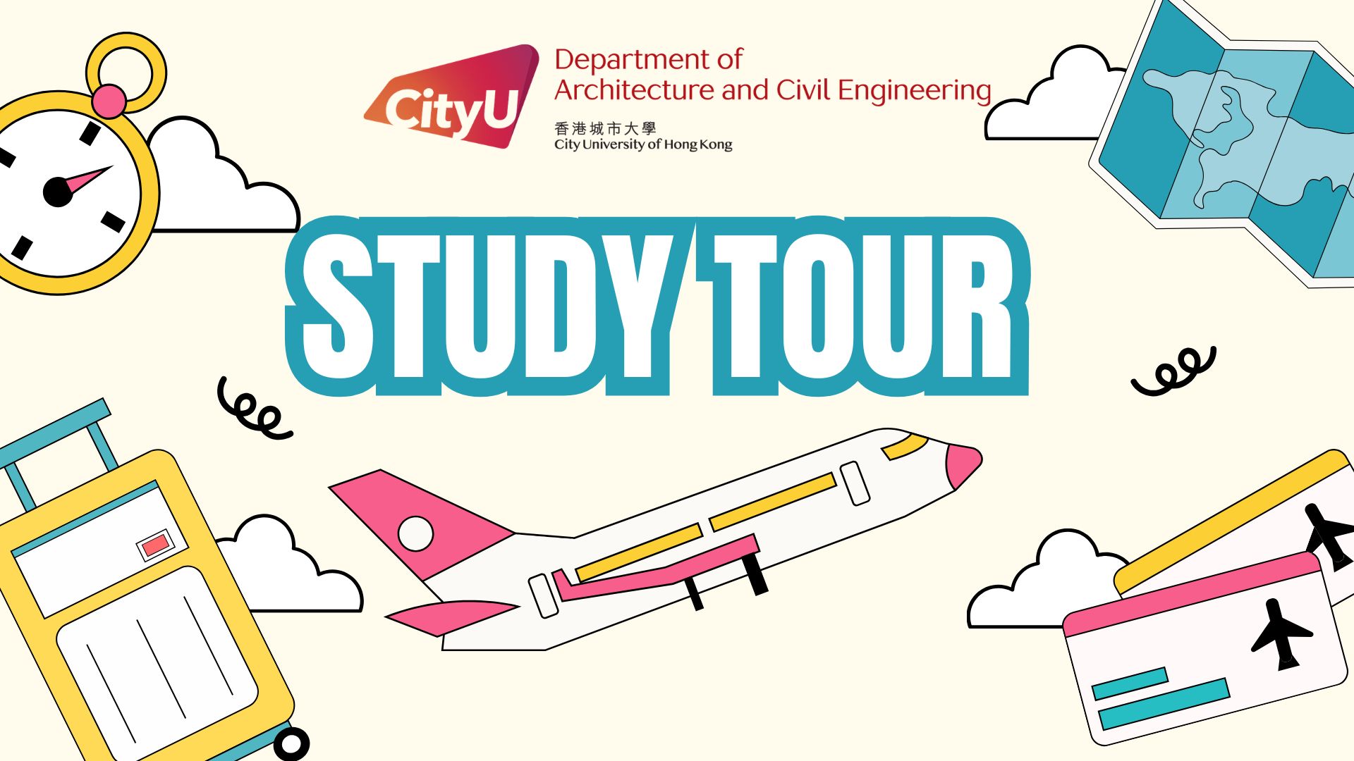 Yellow Blue Pastel Cartoon Illustration Study Tour Report Presentation