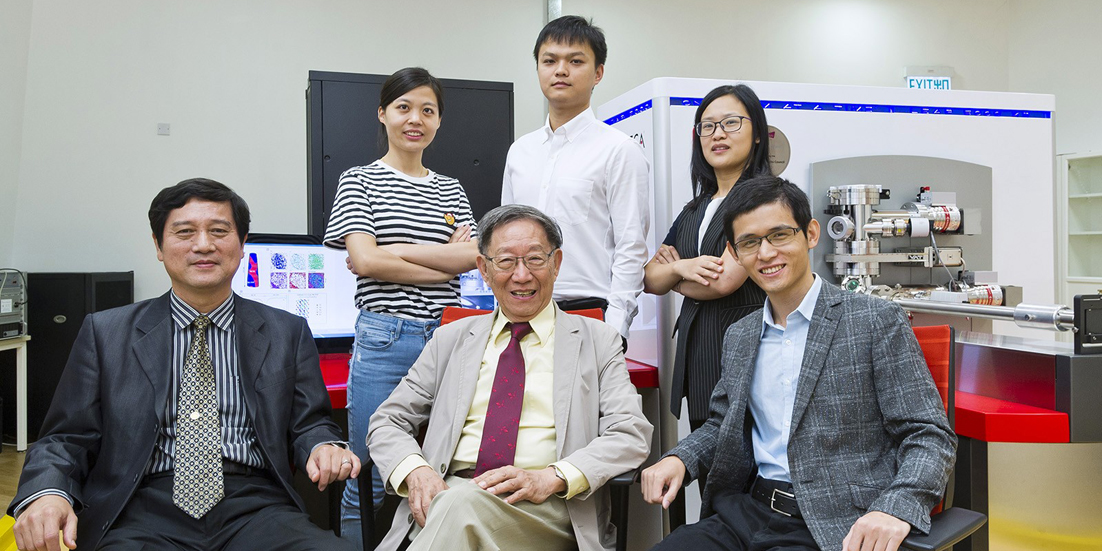 (Front row, from left) Chair Professor Kai Jijung, Professor Liu Chain-tsuan, Dr Jiao Zengbao, (back row, from left) Dr Zhao Yilu, Dr Yang Tao and Dr Luan Junhua, Senior Research Associate at the Inter-University 3D Atom Probe Tomography Unit. 