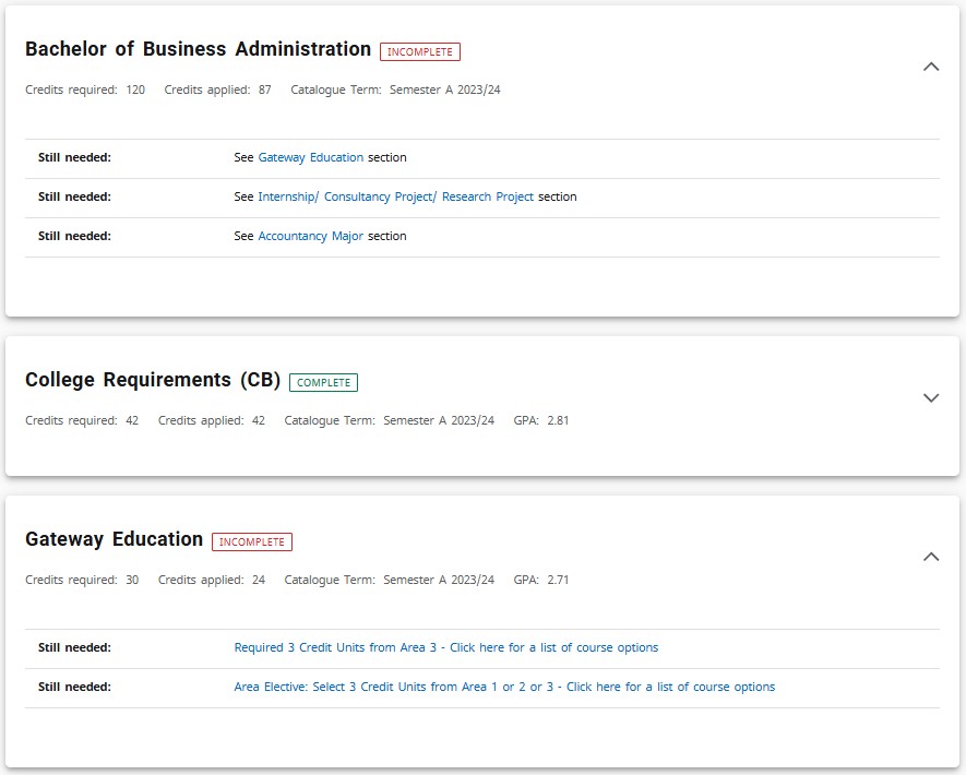 screen shot of advising worksheet 2