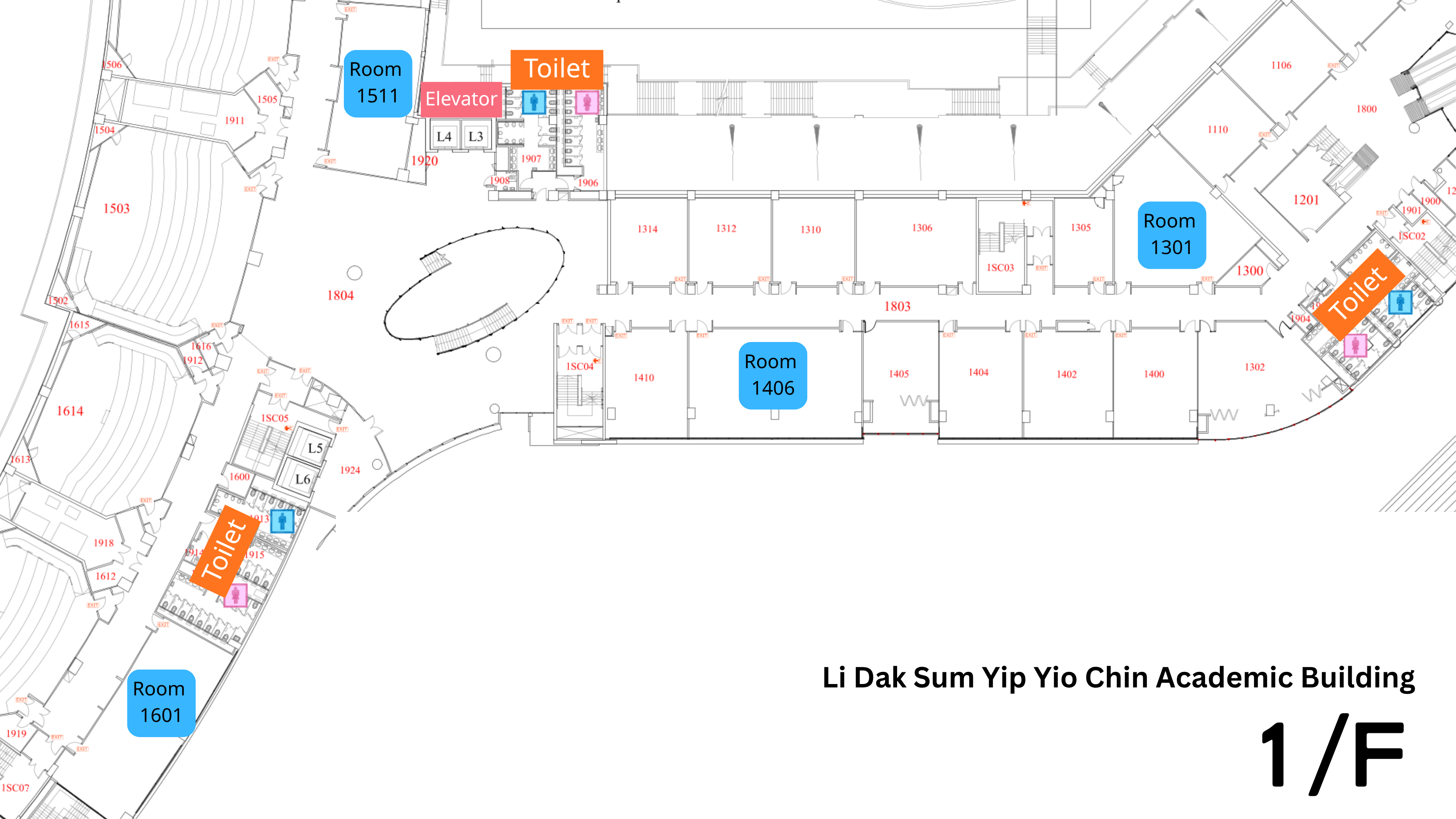 Li Dak Sum Yip Yio Chin Academic Building - 1st Floor Floor Plan