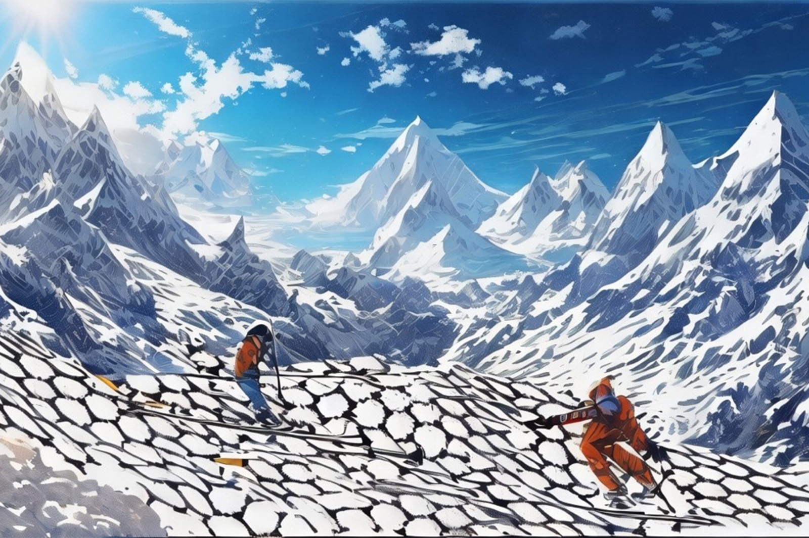A cartoon illustrating the superlubricity of 2D water/ice on graphene.