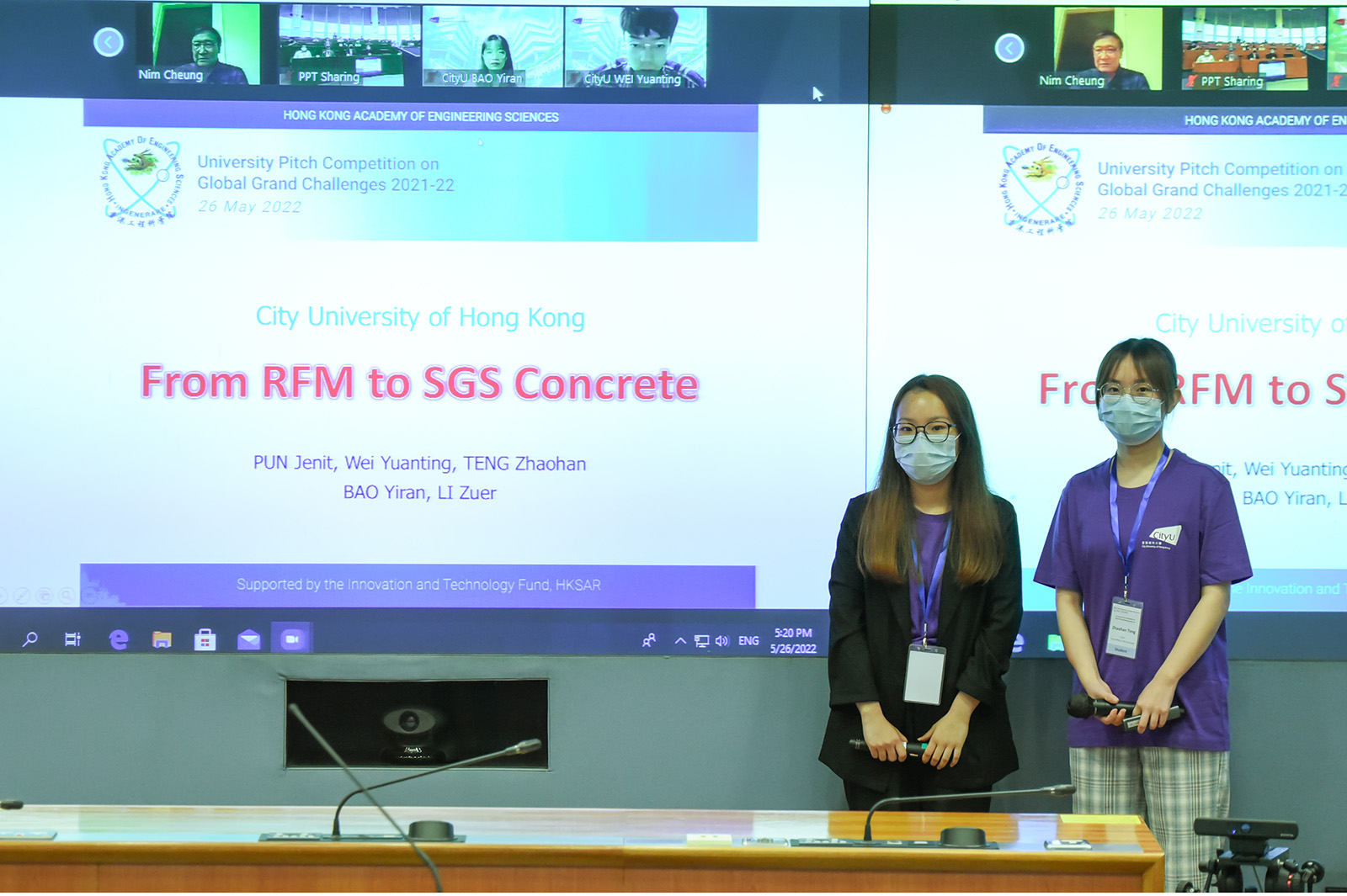 Engineering students present their research proposal on sustainable green structural concrete. 