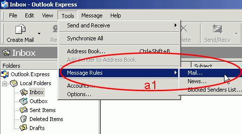 Click "Tools", "Message Rules" then select "Mail"