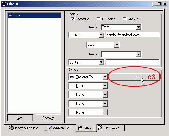 click the "In" button just next to the "Action" field