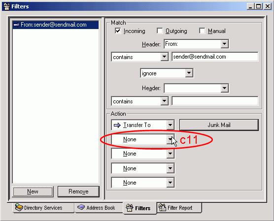 Click another filed of "Action"