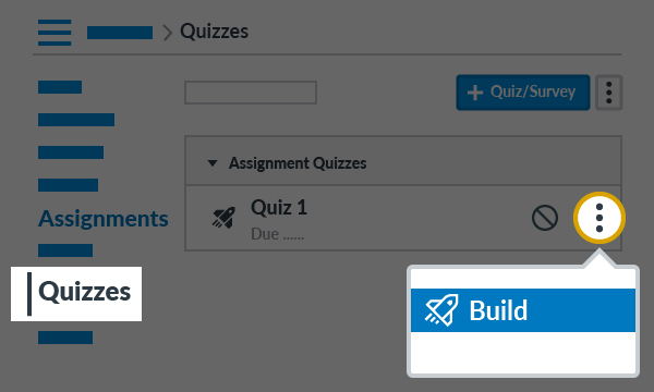 Click the 3-dot (Options) icon, then click Build.