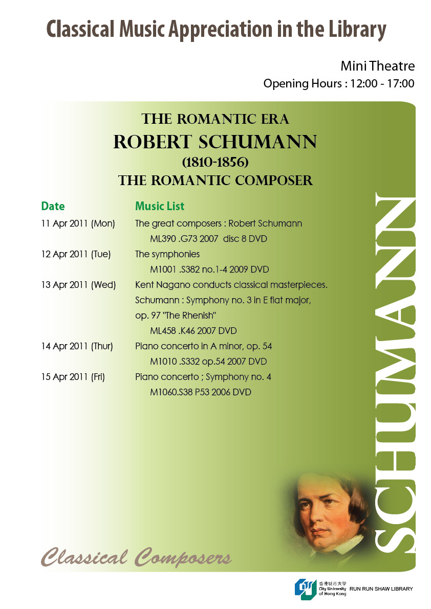 Great Composers of the Eras: Romantic Era — R. Schumann