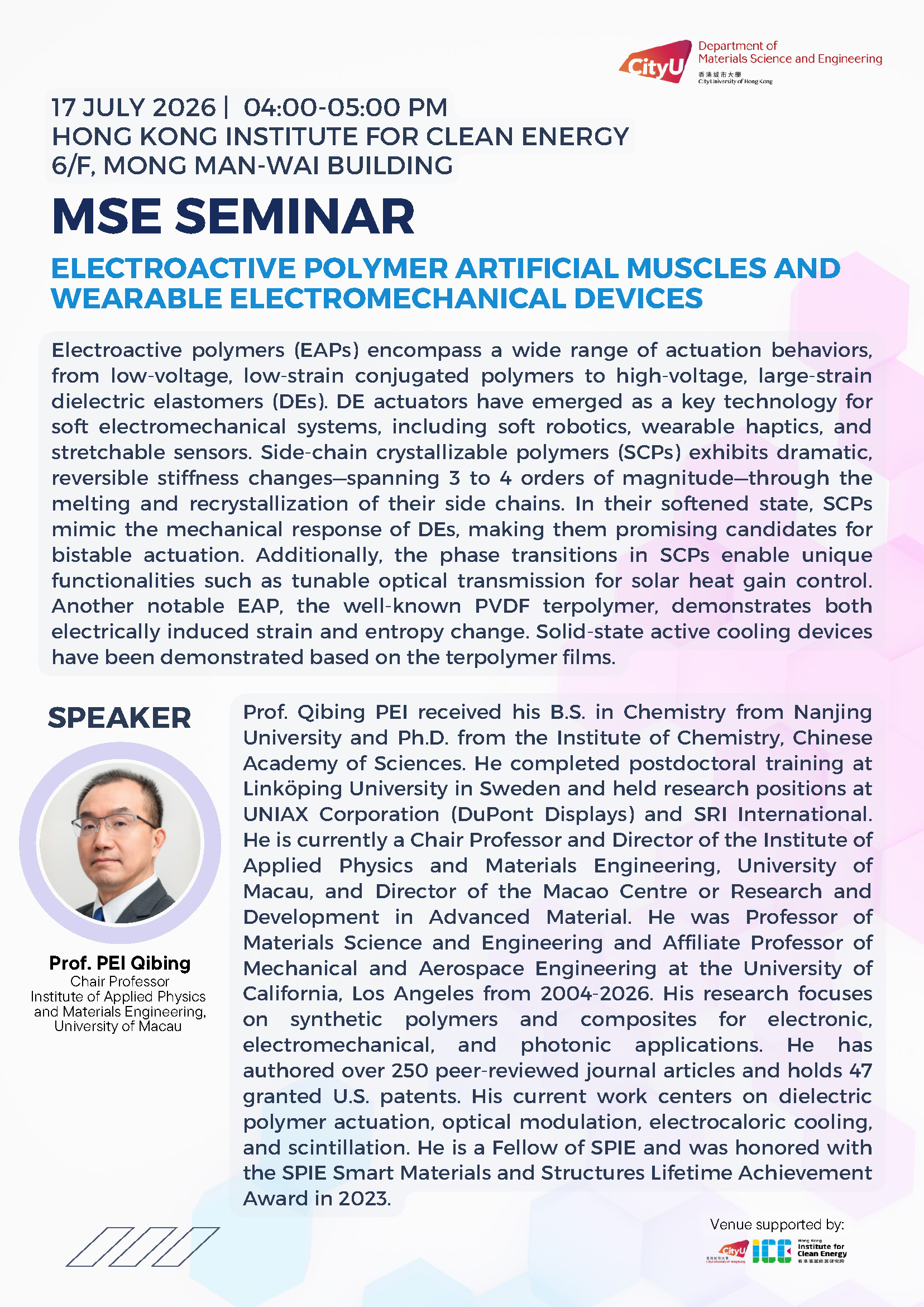 2 260717_MSE Seminar_Prof PEI Qibing