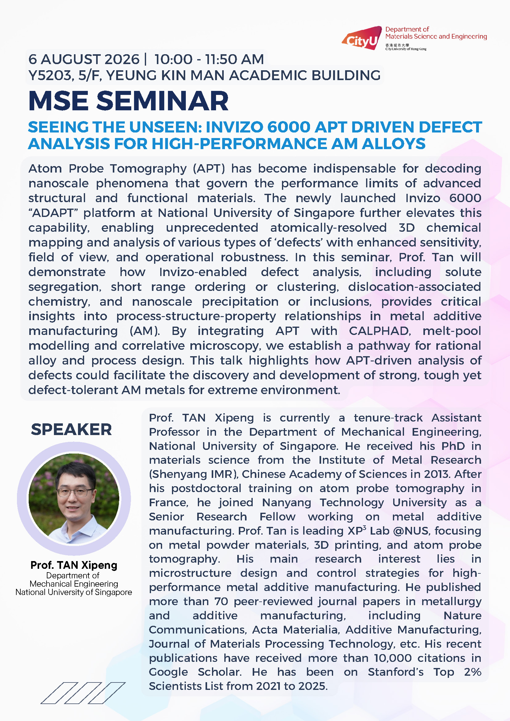 Seminar Poster_TAN Xipeng_20260806