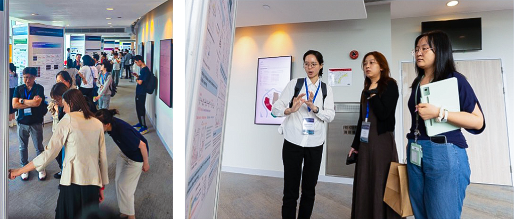 Vibrant discussions at the poster presentation (left), featuring young CityUHK researchers showcasing their work (right).