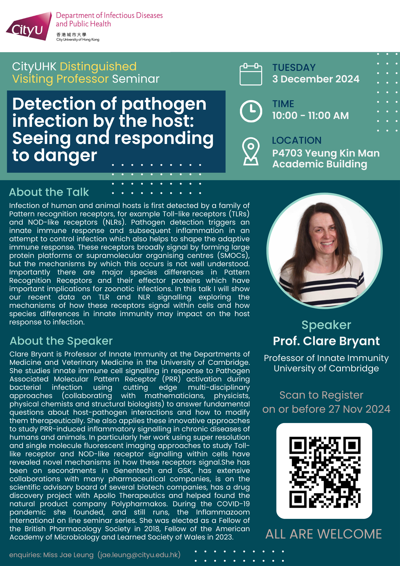 (PH) CityUHK Distinguished Visiting Professor Seminar by Prof. Clare Bryant