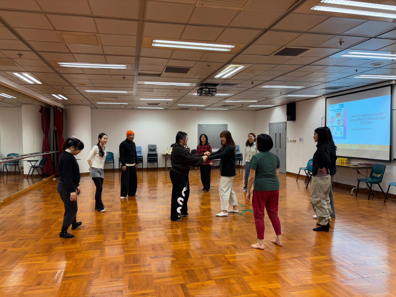 The students were engaging in contact improvisation.