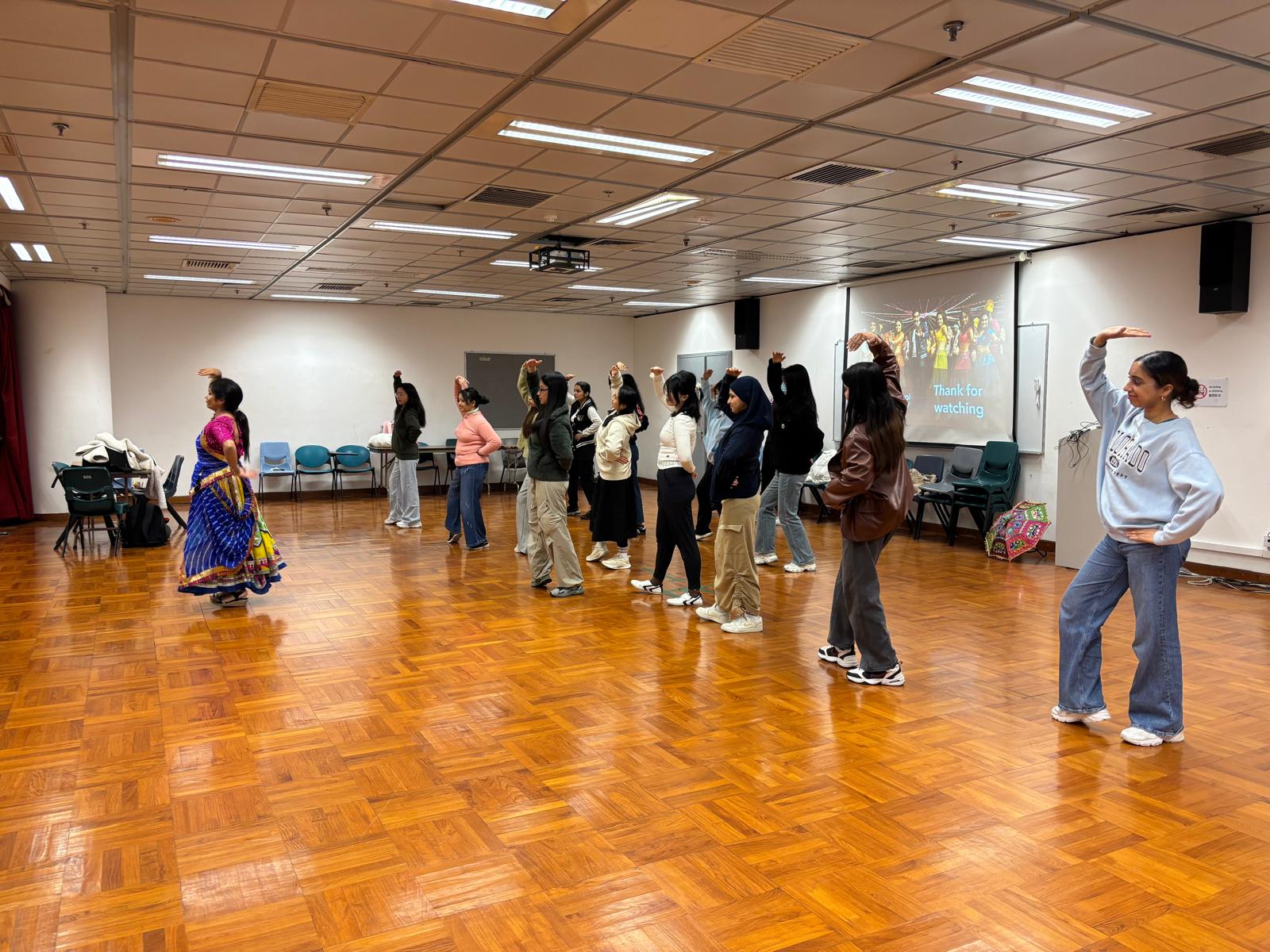 The students were learning Bollywood dance.