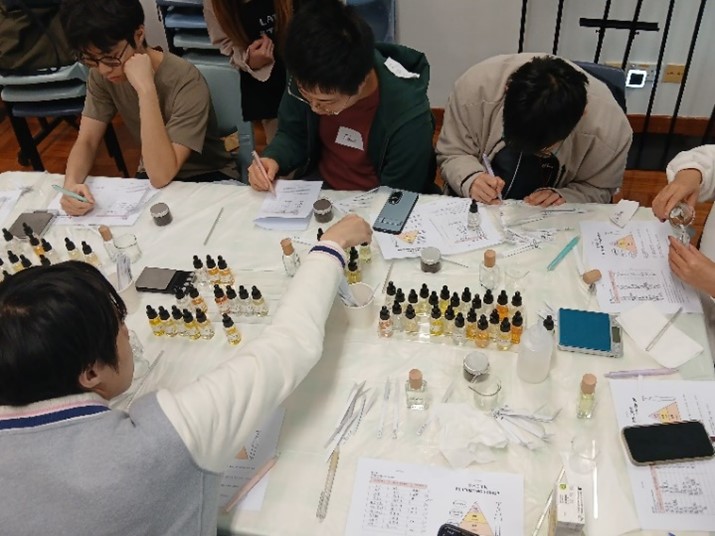 The students were making their own perfume.