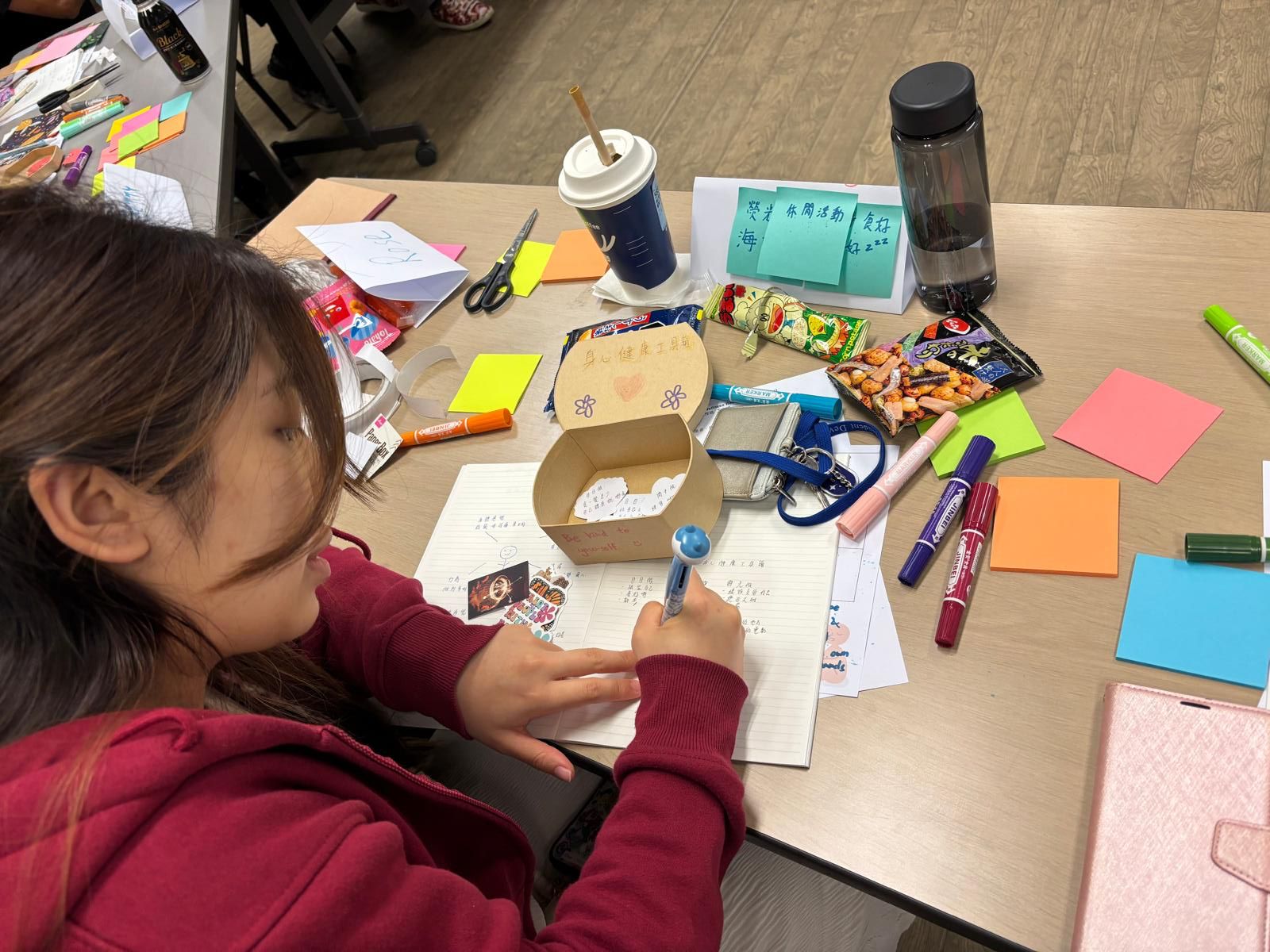 The staff were creating a mental health toolkit to help themselves relieve stress during difficult times.