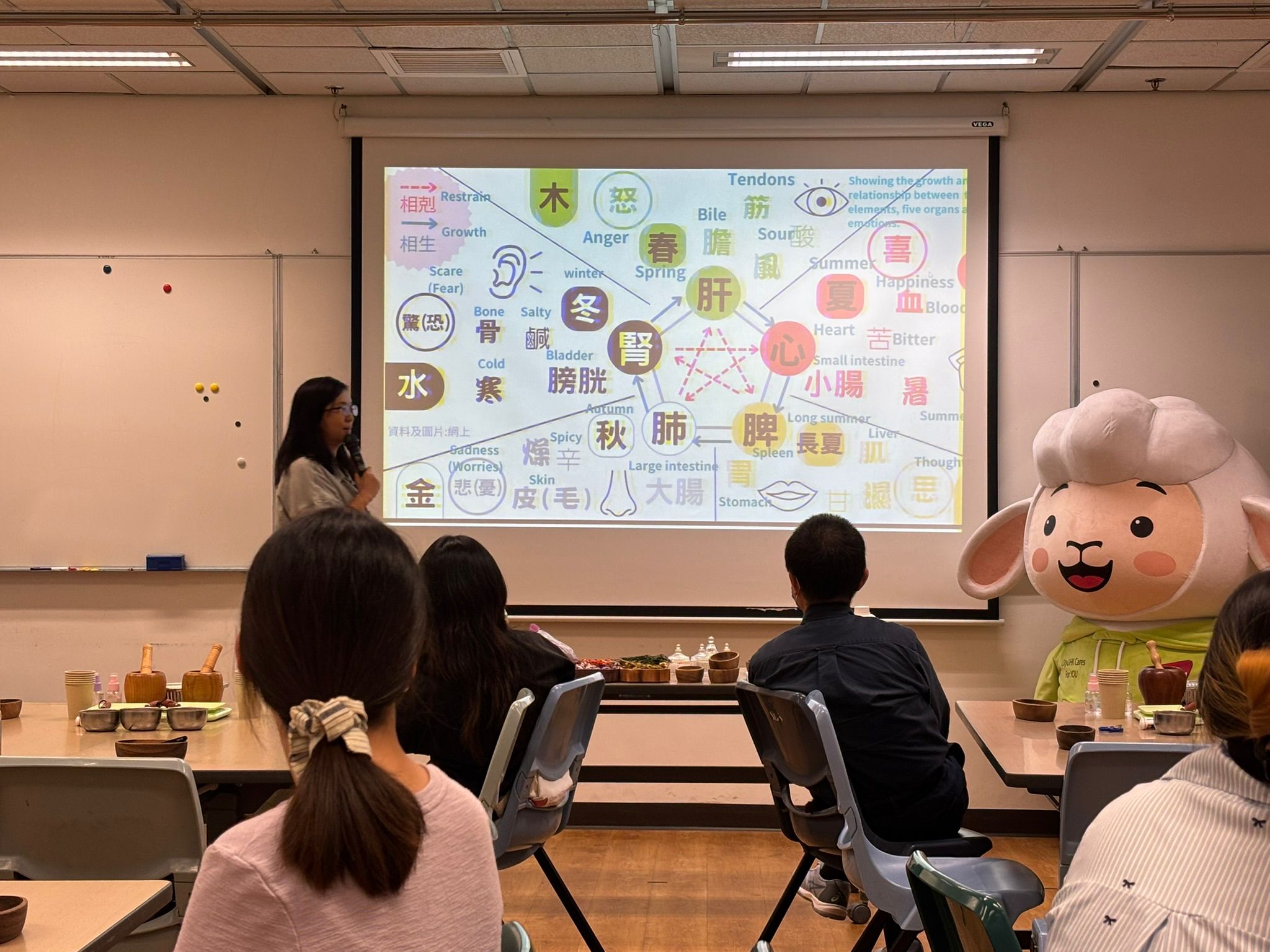 The instructor was explaining Traditional Chinese Medicine theory. 