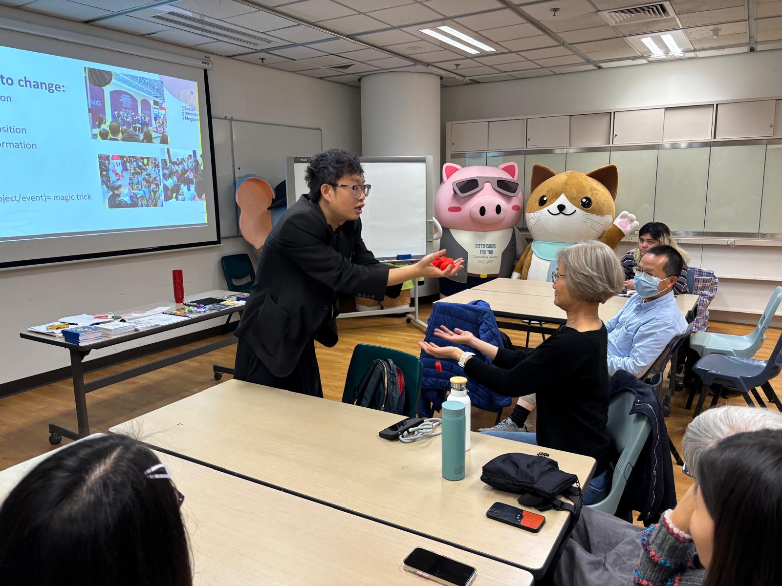 The magician was teaching a student magic.