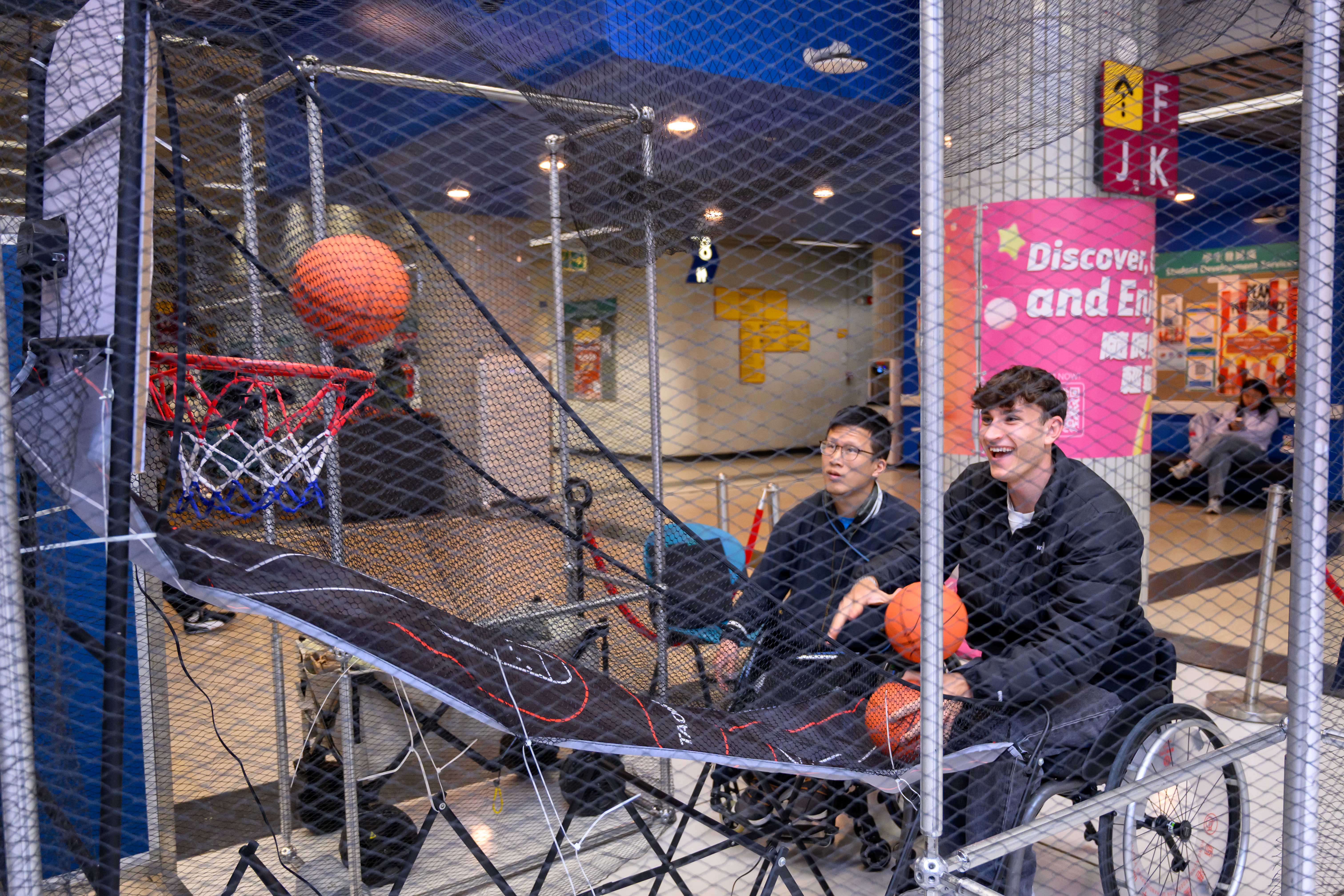 The student was playing wheelchair basketball.