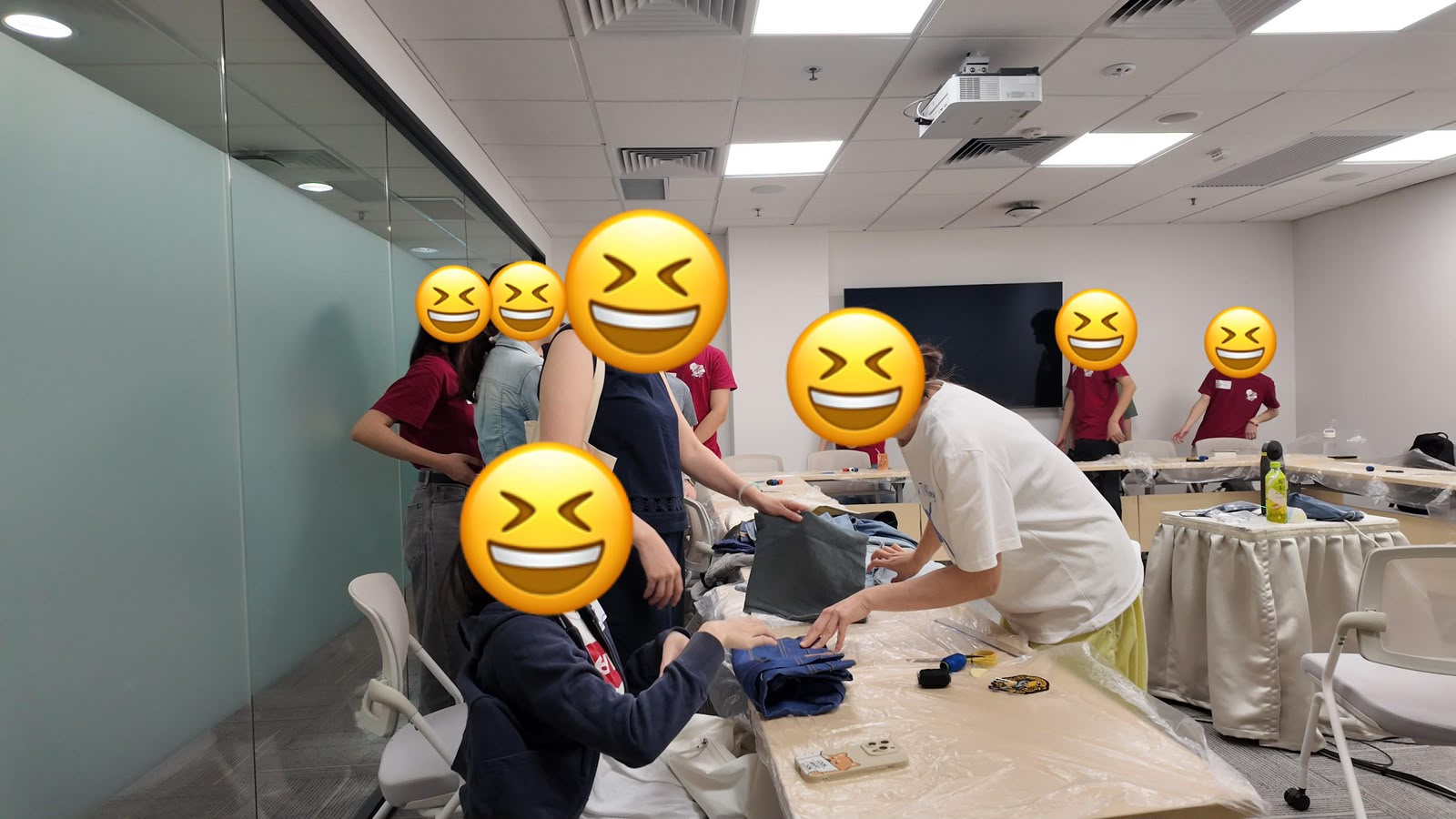 Students were working hard on making the denim beg with the kind assistance from the instructor.