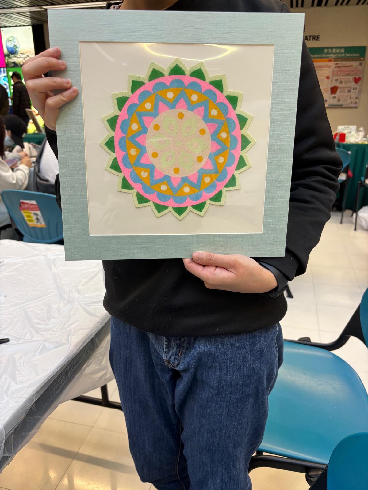The students were making rangoli art.