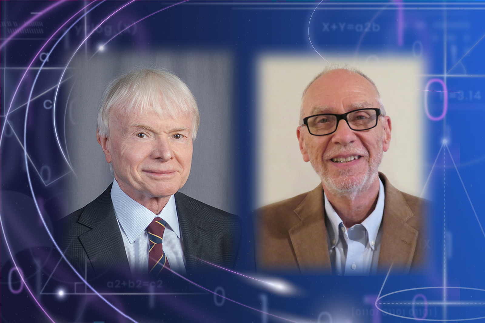 (From right) Professor Michael S. Waterman and Professor Thomas J.R. Hughes have been awarded the William Benter Prize in Applied Mathematics.