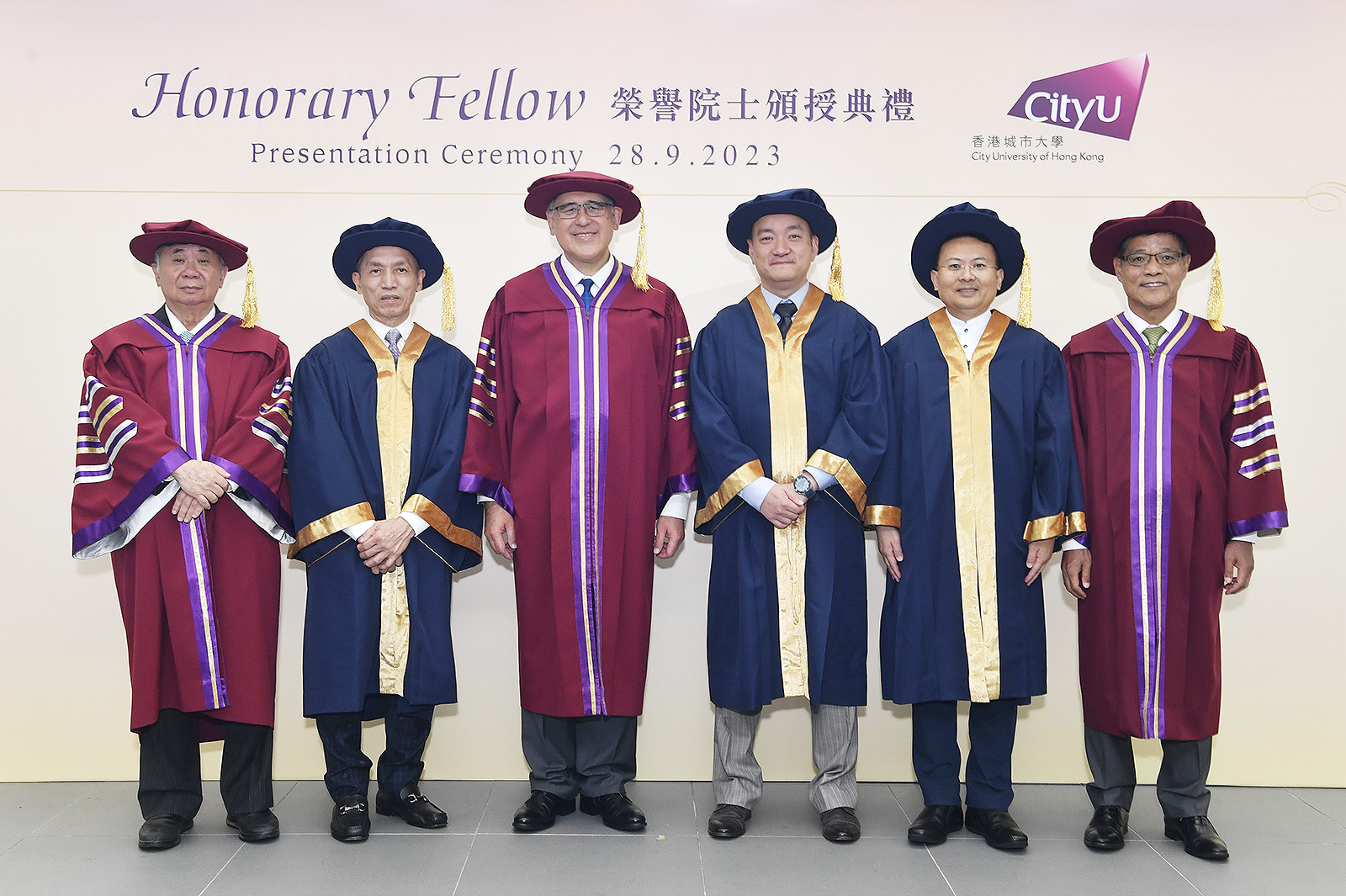 (From left) President Freddy Boey, Professor Tinly Wong Tin-chee, Mr Lester Garson Huang, Mr Dominic Pang Yat-ting, Mr Chan Yung, Mr Charles Chin Ying-on.