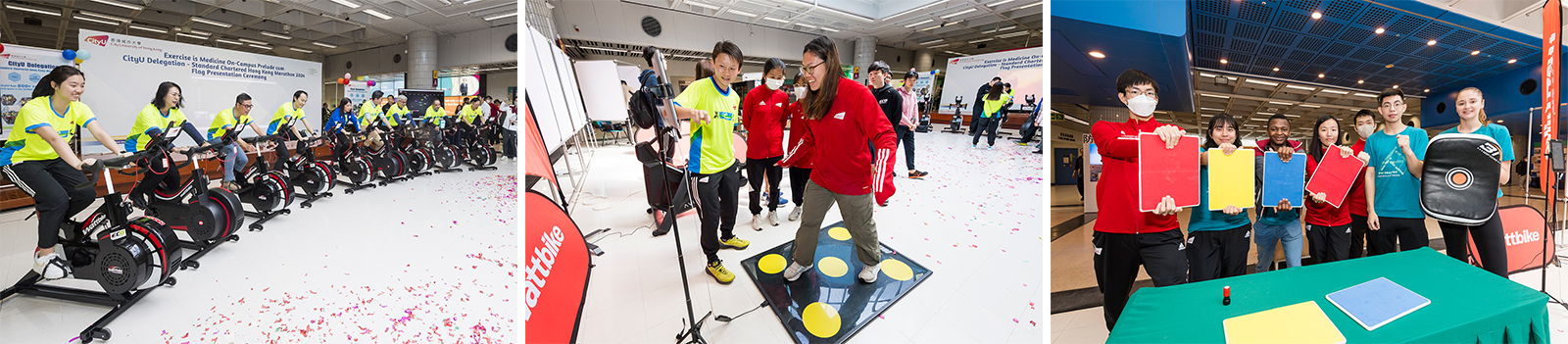 Various sports activities are featured in the ceremony for staff and students to challenge themselves. 