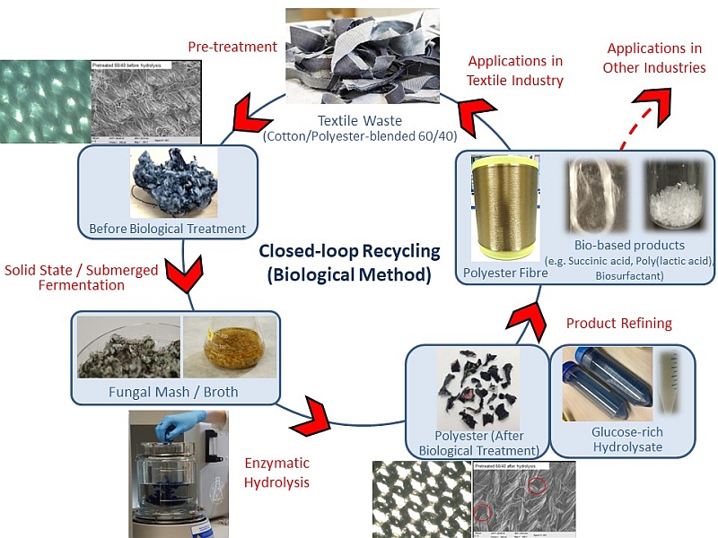 The new bioconversion process shows how the textile waste can be recovered and turned into usable products in a range of industries.