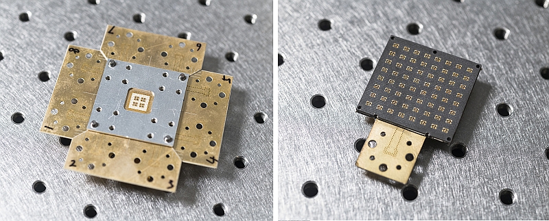 The Four-Beam Dual-Polarized Magneto-Electric Dipoles Array Antenna (left) and Circularly Polarized Magneto-Electric Dipole Array Antenna invented by Professor Luk and his team