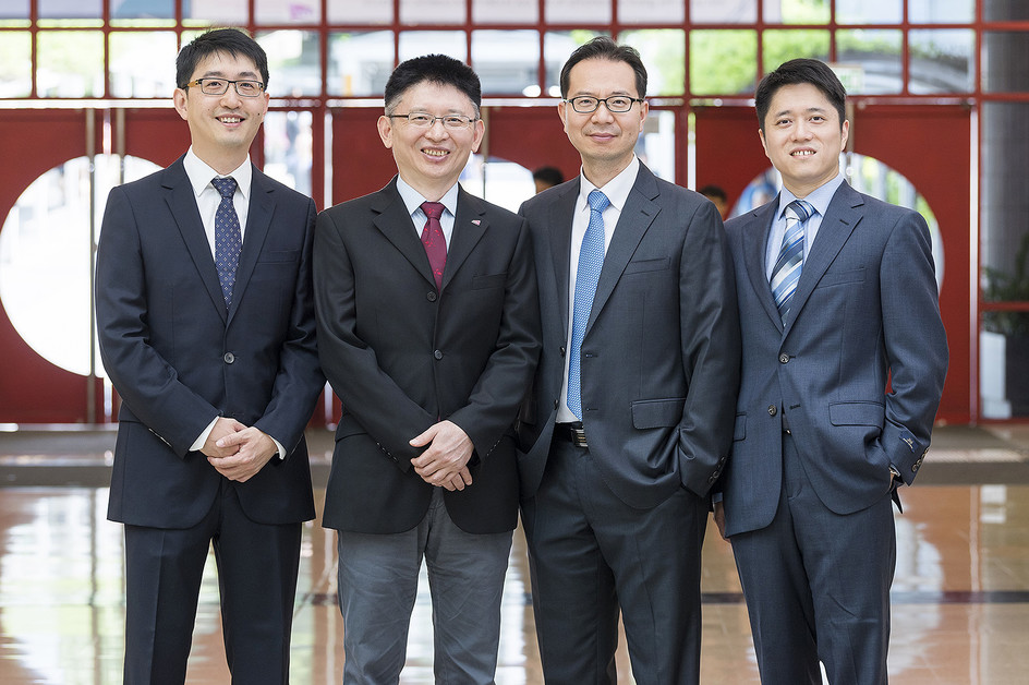Professor Fung and Professor Kim (2nd and 3rd from left) have been awarded Outstanding Research Awards while Dr Lu (far right) and Dr Wang (far left) have been awarded Outstanding Research Awards for Junior Faculty.