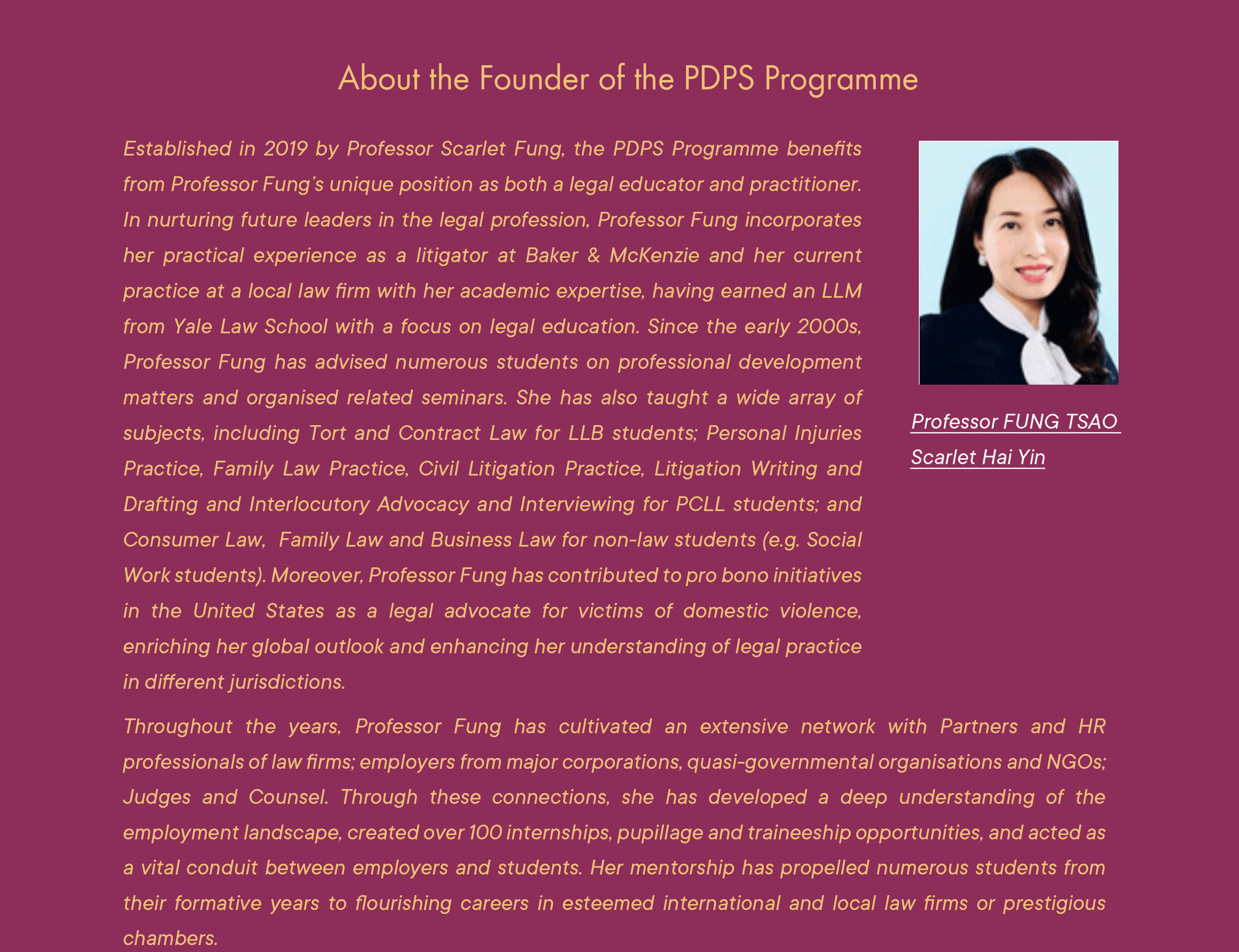 CityU Law, Student Career Development, PDPS