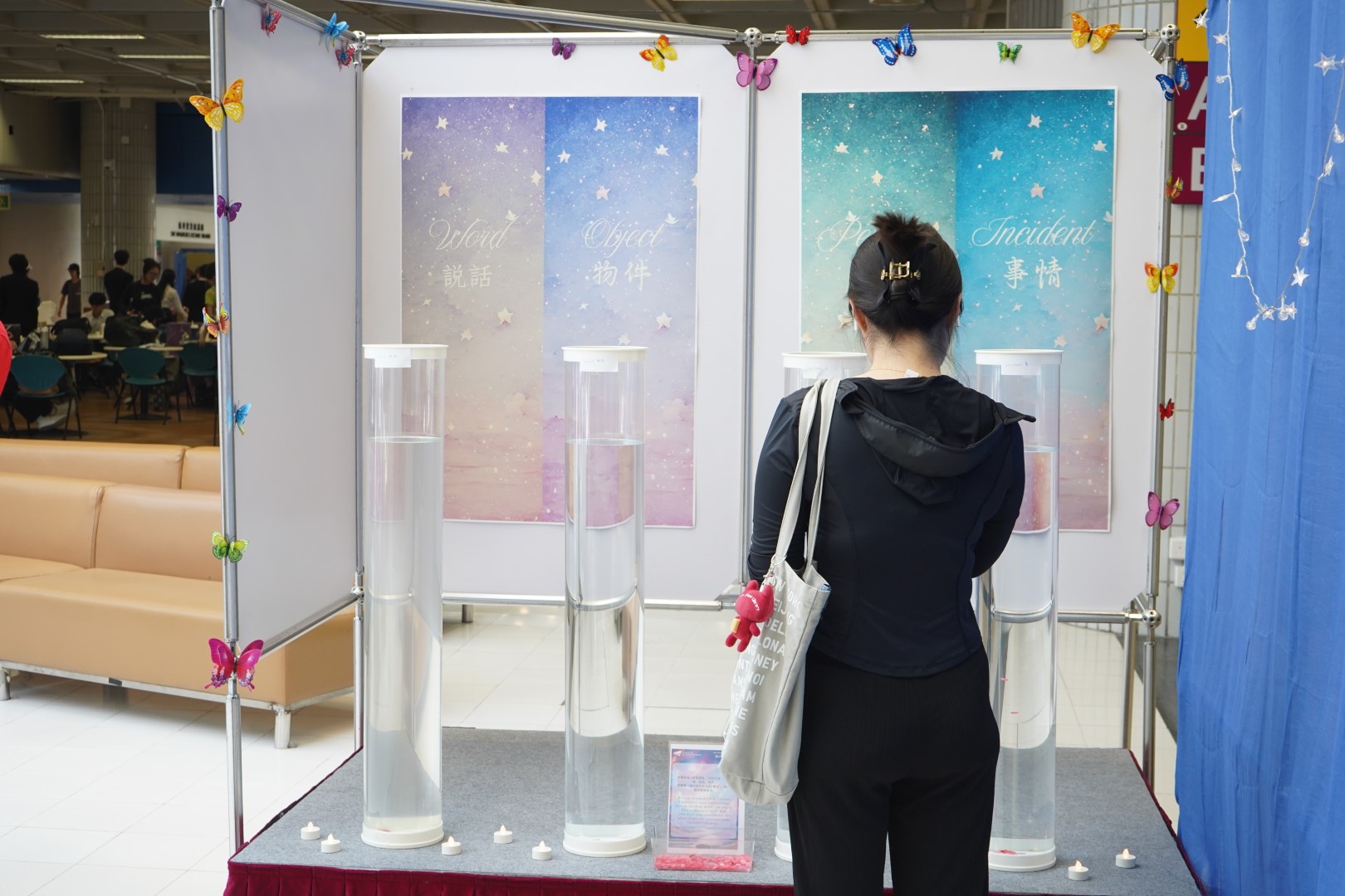 Students engaged in crafting luna lamps as a way to express their possessions, love, and aspirations. 