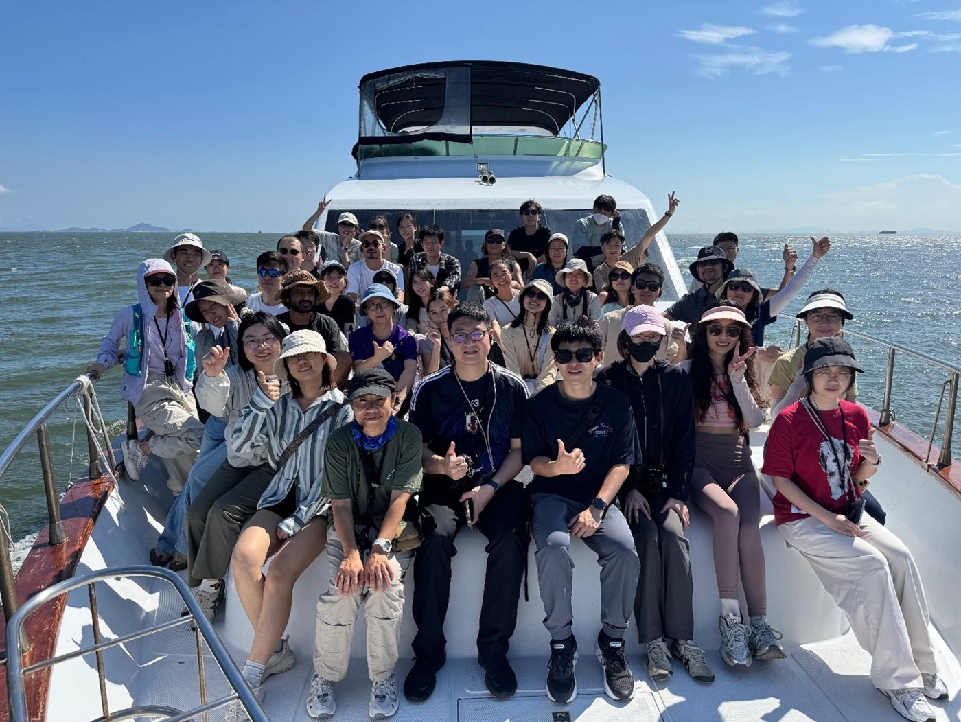 CityUHK students and staff on the North Lantau Marine Park eco-tour with the Airport Authority Hong Kong